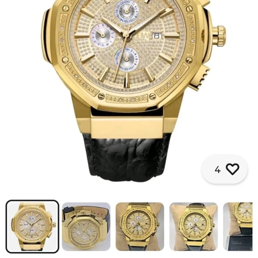 JBW 18 Diamonda Gold Tone Chrono Luxury Mens Watch 48mm JB-6101L